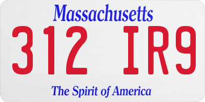 MA license plate 312IR9