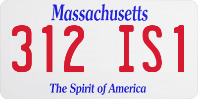 MA license plate 312IS1
