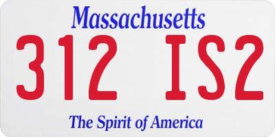 MA license plate 312IS2