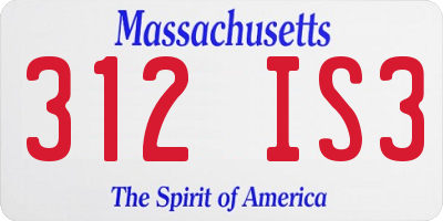 MA license plate 312IS3