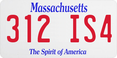 MA license plate 312IS4