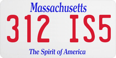 MA license plate 312IS5