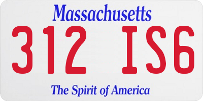 MA license plate 312IS6