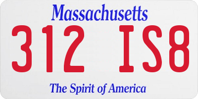 MA license plate 312IS8