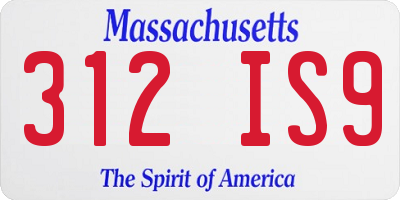 MA license plate 312IS9