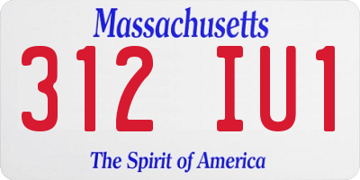 MA license plate 312IU1