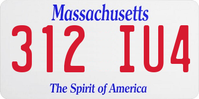 MA license plate 312IU4