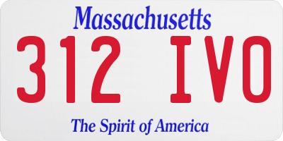 MA license plate 312IV0