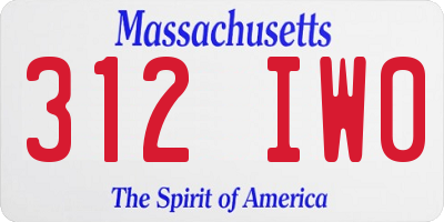 MA license plate 312IW0