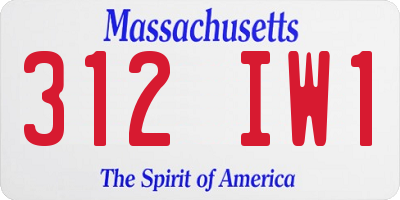 MA license plate 312IW1