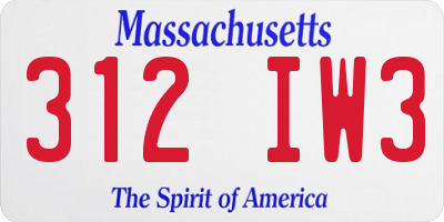 MA license plate 312IW3