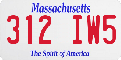 MA license plate 312IW5
