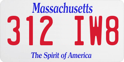 MA license plate 312IW8