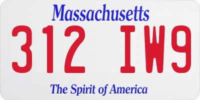 MA license plate 312IW9