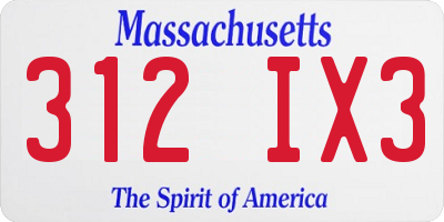 MA license plate 312IX3