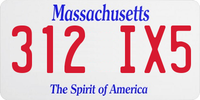 MA license plate 312IX5
