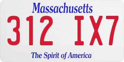 MA license plate 312IX7