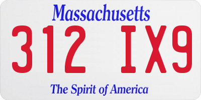 MA license plate 312IX9