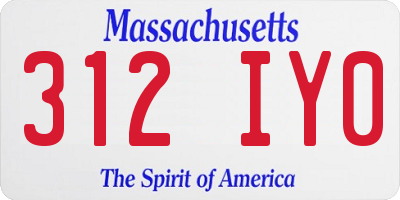 MA license plate 312IY0