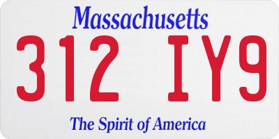 MA license plate 312IY9