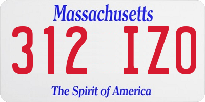 MA license plate 312IZ0
