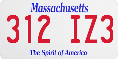 MA license plate 312IZ3