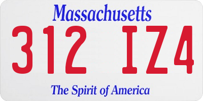 MA license plate 312IZ4
