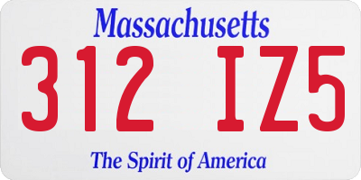 MA license plate 312IZ5