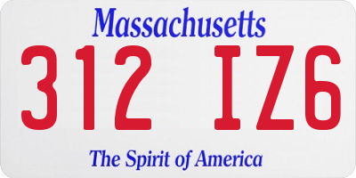 MA license plate 312IZ6