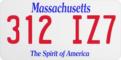 MA license plate 312IZ7