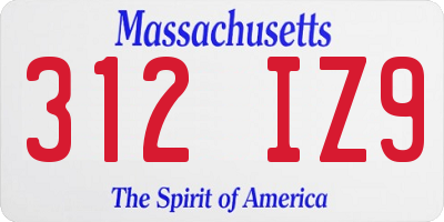 MA license plate 312IZ9