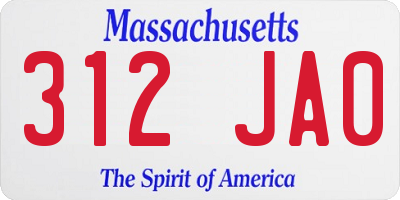 MA license plate 312JA0