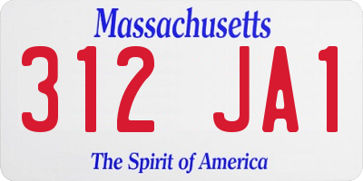 MA license plate 312JA1