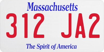 MA license plate 312JA2