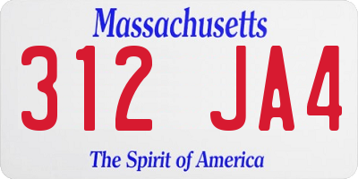 MA license plate 312JA4