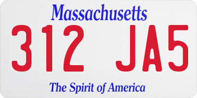 MA license plate 312JA5