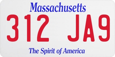 MA license plate 312JA9