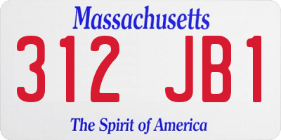 MA license plate 312JB1
