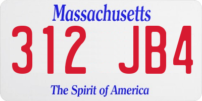 MA license plate 312JB4