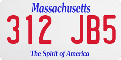 MA license plate 312JB5