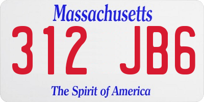 MA license plate 312JB6