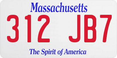 MA license plate 312JB7