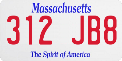 MA license plate 312JB8