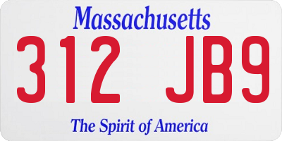 MA license plate 312JB9