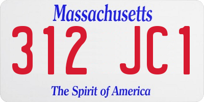 MA license plate 312JC1