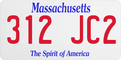 MA license plate 312JC2