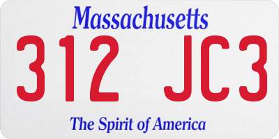 MA license plate 312JC3