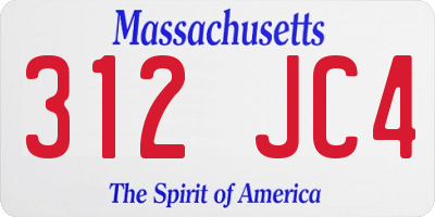 MA license plate 312JC4
