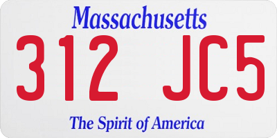 MA license plate 312JC5