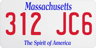 MA license plate 312JC6